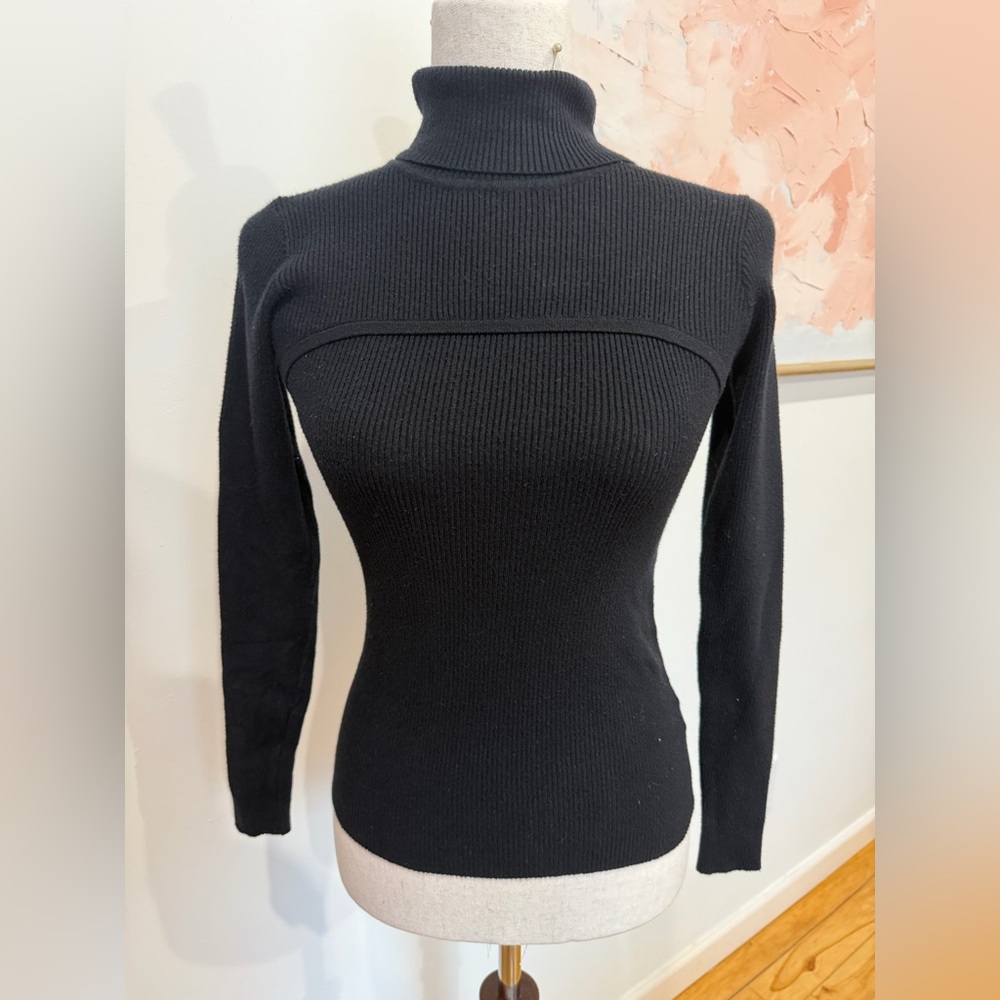 Black Ribbed Turtleneck